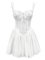 Charballet Dopamine Herringbone Slip Dress - Pure Lust Sweet Waist Petite White Dress